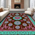 thumbnail image 1 of ODIKA 4'x6' Machine Washable Non-Slip Area Rug, Intricate Medallion Symmetrical Oriental Design High Traffic Rug with Pad, Brown, 660091, 1 of 8