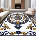 thumbnail image 1 of ODIKA 4'x6' Machine Washable Non-Slip Area Rug, Intricate with Ornate Floral Medallion Design High Traffic Rug with Pad, White, 585858, 1 of 8
