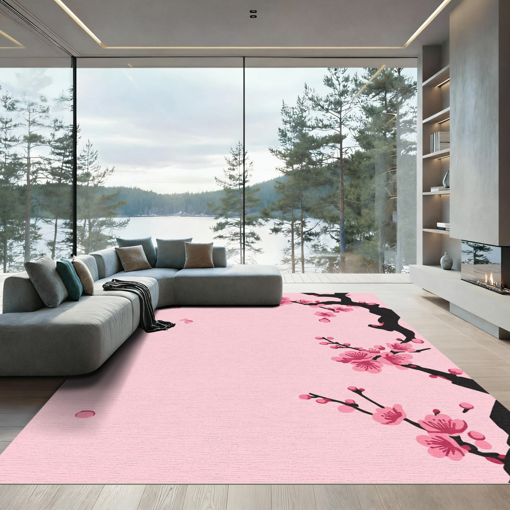 ODIKA 4x6 Machine Washable Non-Slip Area Rug, Japanese Pink High ...