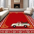 thumbnail image 1 of ODIKA 4'x6' Machine Washable Non-Slip Area Rug, Jolly Transport Sleigh Bell Duo High Traffic Rug with Pad, Red, 739378, 1 of 8