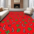 thumbnail image 1 of ODIKA 4'x6' Machine Washable Non-Slip Area Rug, Joyful Cane Stripe and Holly Berry Christmas High Traffic Rug with Pad, Red, 654379, 1 of 8