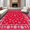 thumbnail image 1 of ODIKA 4'x6' Machine Washable Non-Slip Area Rug, Joyful Celebration Yuletide Hearth With Whimsical Seasonal High Traffic Rug with Pad, Red, 733023, 1 of 8