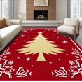 thumbnail image 1 of ODIKA 4'x6' Machine Washable Non-Slip Area Rug, Joyful Evergreen Celebration Accent Seasonal Display High Traffic Rug with Pad, Red, 607087, 1 of 8