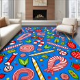 thumbnail image 1 of ODIKA 4'x6' Machine Washable Non-Slip Area Rug, Joyful Microfiber Absorbent Floor Decoration High Traffic Rug, Blue, 736793, 1 of 7
