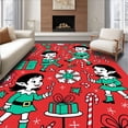 thumbnail image 1 of ODIKA 4'x6' Machine Washable Non-Slip Area Rug, Joyful North Pole Workshop Elves Preparing Holiday Presents High Traffic Rug, Red, 605903, 1 of 7