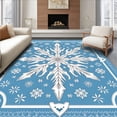 thumbnail image 1 of ODIKA 4'x6' Machine Washable Non-Slip Area Rug, Joyful Snowflake Medallion Welcome Winter Crystal Formation High Traffic Rug with Pad, Blue, 628173, 1 of 8