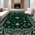 thumbnail image 1 of ODIKA 4'x6' Machine Washable Non-Slip Area Rug, Joyful Winter Celebration Entrance Greeting Decorative High Traffic Rug, Green, 609083, 1 of 7
