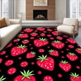 thumbnail image 1 of ODIKA 4'x6' Machine Washable Non-Slip Area Rug, Juicy Strawberry Harvest Field Decorative Accent High Traffic Rug with Pad, Black, 682402, 1 of 8