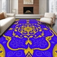 thumbnail image 1 of ODIKA 4'x6' Machine Washable Non-Slip Area Rug, Kaleidoscope with Symmetrical Ornate Medallion Design High Traffic Rug with Pad, Blue, 664372, 1 of 8