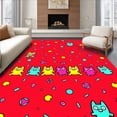 thumbnail image 1 of ODIKA 4'x6' Machine Washable Non-Slip Area Rug, Kawaii Animal Parade with Balloons and Confetti Interlocking Motif High Traffic Rug, Red, 719925, 1 of 7