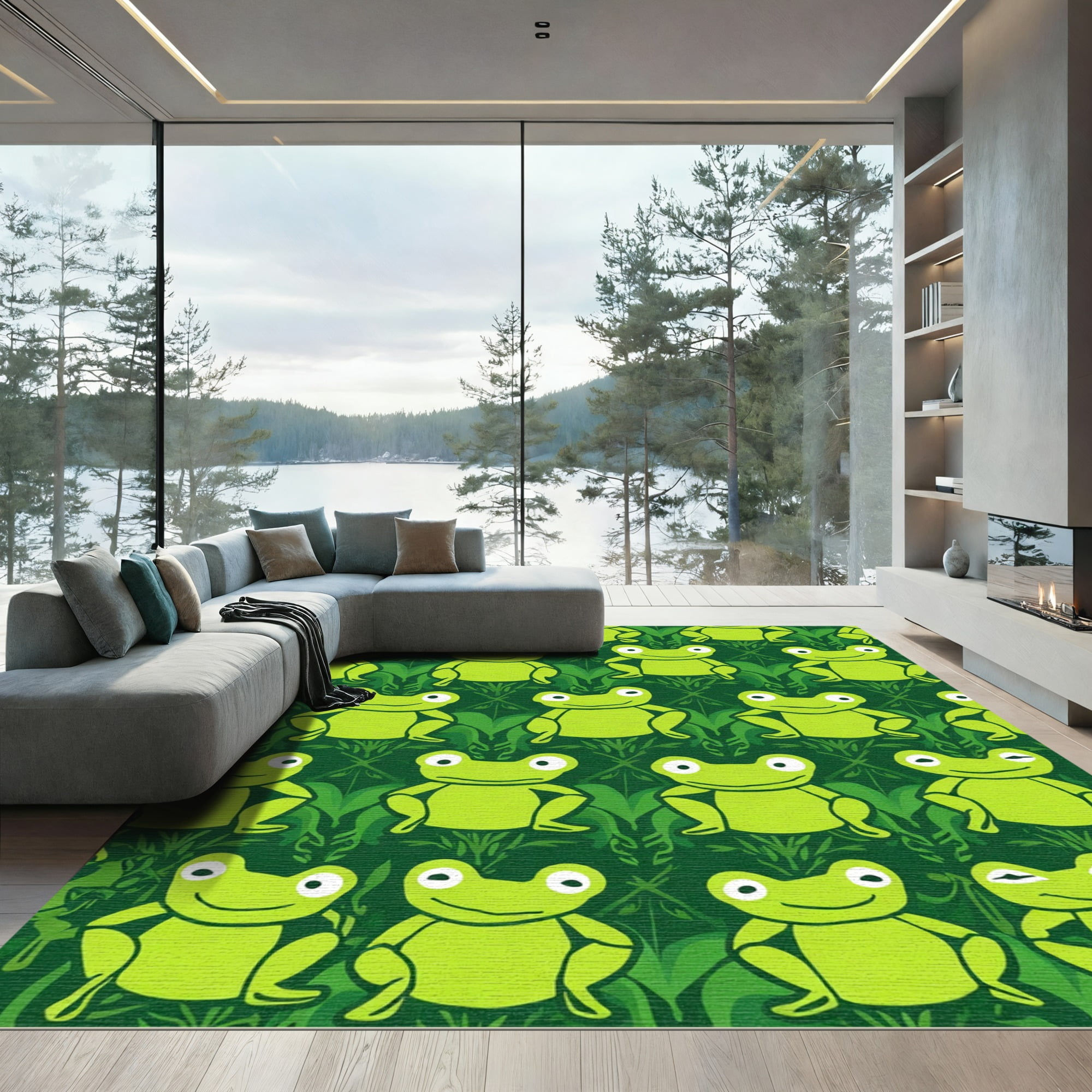 Frog Rugs ODIKA 4'x6' Machine Washable Non-Slip Area Rug, Kawaii Frog ...