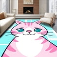 thumbnail image 1 of ODIKA 4'x6' Machine Washable Non-Slip Area Rug, Kawaii Kitty Portrait with Oversized Ears and Blushing Cheeks Design High Traffic Rug, Pink, 724439, 1 of 7