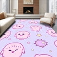 thumbnail image 1 of ODIKA 4'x6' Machine Washable Non-Slip Area Rug, Kawaii Spirit Doodles with Sparkling Starburst and Smiling Ghost Motifs High Traffic Rug with Pad, Purple, 725619, 1 of 8