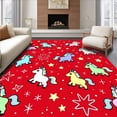 thumbnail image 1 of ODIKA 4'x6' Machine Washable Non-Slip Area Rug, Kawaii Unicorns with Shooting Stars and Sparkle Motifs High Traffic Rug with Pad, Red, 555023, 1 of 8