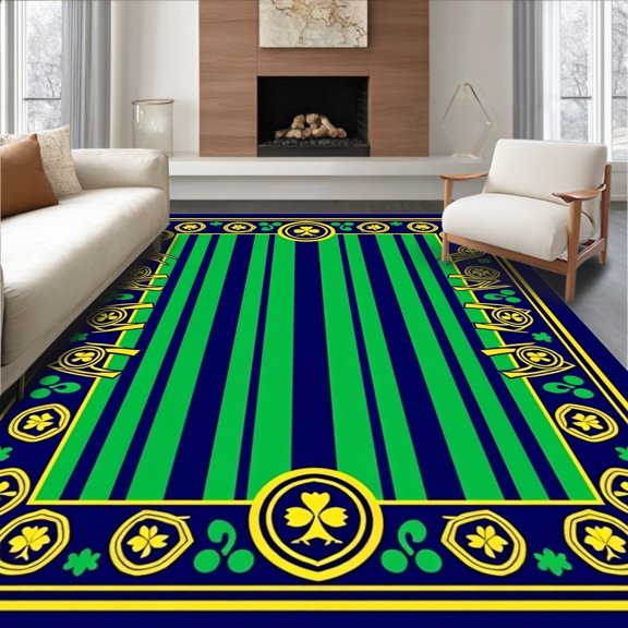 ODIKA 4x6 Machine Washable Non-Slip Area Rug, Lane Celebration Decorative Spirit Banner High Traffic Rug, Blue, 674205