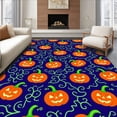 thumbnail image 1 of ODIKA 4'x6' Machine Washable Non-Slip Area Rug, Latch Hook Kit Spooky Pumpkin Patch Design with Pre Printed Canvas High Traffic Rug with Pad, Orange, 730897, 1 of 8