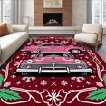 thumbnail image 1 of ODIKA 4'x6' Machine Washable Non-Slip Area Rug, Latch Hook Kit Vintage Automobile Festive Canvas Needlework High Traffic Rug, Red, 654143, 1 of 7