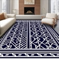 thumbnail image 1 of ODIKA 4'x6' Machine Washable Non-Slip Area Rug, Lattice Grid Crosshatch Interlocking Framework High Traffic Rug with Pad, Blue, 534726, 1 of 8