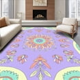 thumbnail image 1 of ODIKA 4'x6' Machine Washable Non-Slip Area Rug, Lavender Bloom Medallion with Intricate Floral Motifs and Boho Charm High Traffic Rug, Purple, 577118, 1 of 7