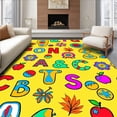 thumbnail image 1 of ODIKA 4'x6' Machine Washable Non-Slip Area Rug, Learning Adventure Alphabet Discovery with Letters Numbers Seasons High Traffic Rug with Pad, Yellow, 695438, 1 of 8