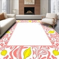 thumbnail image 1 of ODIKA 4'x6' Machine Washable Non-Slip Area Rug, Lemon Orchard Medley Botanical Art Nouveau High Traffic Rug, Pink, 551815, 1 of 7