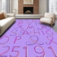 thumbnail image 1 of ODIKA 4x6 Machine Washable Non-Slip Area Rug, Letters Featuring Intertwined and Doodle Accents High Traffic Rug with Pad, Purple, 698524, 1 of 8