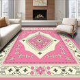 thumbnail image 1 of ODIKA 4'x6' Machine Washable Non-Slip Area Rug, Luxurious Ancient Artifact Mosaic Wonderland High Traffic Rug with Pad, Pink, 590743, 1 of 8