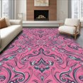 thumbnail image 1 of ODIKA 4'x6' Machine Washable Non-Slip Area Rug, Luxurious Floral Paisley Swirl Abstract Embellished Artistry High Traffic Rug with Pad, Pink, 590760, 1 of 8