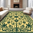 thumbnail image 1 of ODIKA 4'x6' Machine Washable Non-Slip Area Rug, Luxurious Floral Swirl Medallion High Traffic Rug, Yellow, 529028, 1 of 7