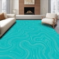 thumbnail image 1 of ODIKA 4'x6' Machine Washable Non-Slip Area Rug, Luxurious Plush Oval Shag With Elegant Swirl High Traffic Rug with Pad, Blue, 582559, 1 of 8