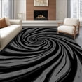 thumbnail image 1 of ODIKA 4'x6' Machine Washable Non-Slip Area Rug, Luxurious Spiral Swirl Vortex Dense Pile Artistic High Traffic Rug, Black, 568471, 1 of 7