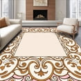 thumbnail image 1 of ODIKA 4'x6' Machine Washable Non-Slip Area Rug, Luxurious Swirl Medallion Accent with Ornate Interlocking Motifs High Traffic Rug, Pink, 576735, 1 of 7