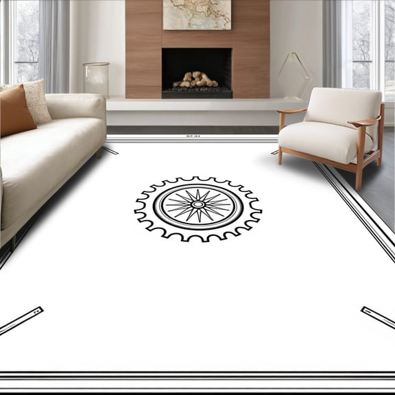 ODIKA 4x6 Machine Washable Non-Slip Area Rug, Luxury Tribute Visitor Greeting Entryway Statement High Traffic Rug, Black, 672500