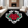 thumbnail image 1 of ODIKA 4'x6' Machine Washable Non-Slip Area Rug, Macabre Romance Bathroom Featuring Eternal Devotion Motif High Traffic Rug with Pad, Red, 656737, 1 of 8