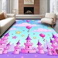 thumbnail image 1 of ODIKA 4'x6' Machine Washable Non-Slip Area Rug, Magical Fairytale with Floating Balloons and Sparkling Stars High Traffic Rug with Pad, Pink, 725071, 1 of 8
