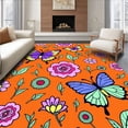 thumbnail image 1 of ODIKA 4'x6' Machine Washable Non-Slip Area Rug, Magical Garden Floral Decorative High Traffic Rug with Pad, Orange, 655706, 1 of 8