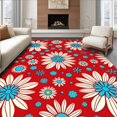 thumbnail image 1 of ODIKA 4'x6' Machine Washable Non-Slip Area Rug, Meadow Burst with Dancing Daisy Chain Motifs High Traffic Rug, Red, 530244, 1 of 7