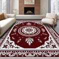 thumbnail image 1 of ODIKA 4'x6' Machine Washable Non-Slip Area Rug, Medallion Floral Inspired Symmetrical High Traffic Rug, Brown, 578977, 1 of 7