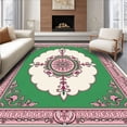 thumbnail image 1 of ODIKA 4'x6' Machine Washable Non-Slip Area Rug, Medallion Ornate Decorative Accent High Traffic Rug with Pad, Pink, 730925, 1 of 8