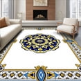 thumbnail image 1 of ODIKA 4'x6' Machine Washable Non-Slip Area Rug, Medallion Reversible Straw with Intricate Boho Motifs High Traffic Rug with Pad, Blue, 701843, 1 of 8