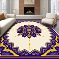 thumbnail image 1 of ODIKA 4'x6' Machine Washable Non-Slip Area Rug, Medallion Shag with Intricate Boho Floral Motifs High Traffic Rug with Pad, Blue, 614351, 1 of 8