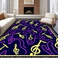 thumbnail image 1 of ODIKA 4'x6' Machine Washable Non-Slip Area Rug, Melodic Symphony Notation Decorative With Jazz Saxophone High Traffic Rug with Pad, Gold, 656956, 1 of 8