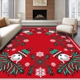 thumbnail image 1 of ODIKA 4'x6' Machine Washable Non-Slip Area Rug, Merry Gnome Gathering Featuring Nordic Holiday Charms High Traffic Rug with Pad, Red, 623855, 1 of 8