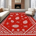 thumbnail image 1 of ODIKA 4'x6' Machine Washable Non-Slip Area Rug, Merry Pinecone Jolly Hearth Adornment High Traffic Rug with Pad, Red, 611491, 1 of 8