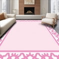 thumbnail image 1 of ODIKA 4'x6' Machine Washable Non-Slip Area Rug, Minimalist Edge Featuring Delicate Interlocking Waves High Traffic Rug, Pink, 461976, 1 of 7