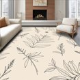 thumbnail image 1 of ODIKA 4'x6' Machine Washable Non-Slip Area Rug, Minimalist Herb Sketch Contemporary High Traffic Rug, Beige, 478945, 1 of 7