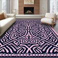 thumbnail image 1 of ODIKA 4'x6' Machine Washable Non-Slip Area Rug, Modern Abstract Maze with Interwoven Chevron and Whispered Filigree High Traffic Rug with Pad, Pink, 563744, 1 of 8