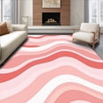 thumbnail image 1 of ODIKA 4'x6' Machine Washable Non-Slip Area Rug, Modern Abstract Waves Intertwined with Subtle Gradient Layers High Traffic Rug with Pad, Pink, 543989, 1 of 8