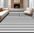 thumbnail image 1 of ODIKA 4'x6' Machine Washable Non-Slip Area Rug, Modern Alternating Rows Entryway Greeting High Traffic Rug with Pad, Black, 612106, 1 of 8