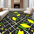 thumbnail image 1 of ODIKA 4'x6' Machine Washable Non-Slip Area Rug, Modern Citrus Lattice with Abstract Lemon Accents High Traffic Rug, Yellow, 530341, 1 of 7